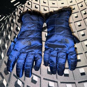 The North Face gloves. Brand New. Blue in color, black fur on the inside.